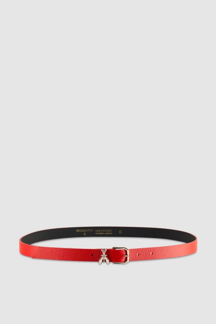 Cintura vita bassa in pelle martellata, Rosso, Patrizia Pepe