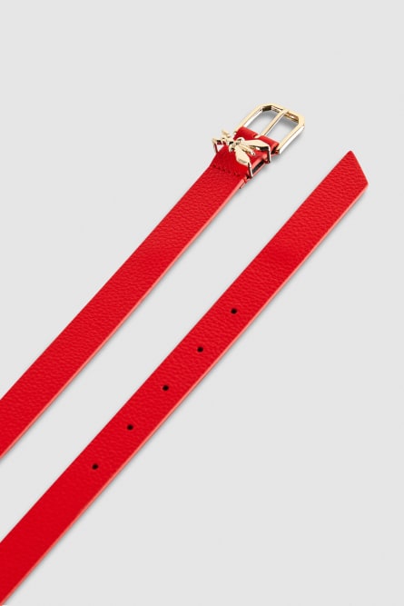 Cintura vita bassa in pelle martellata, Rosso, Patrizia Pepe