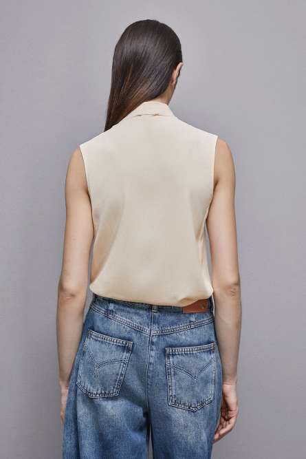 Essential crepe top, Beige, Patrizia Pepe