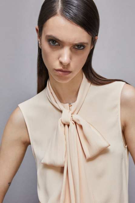 Essential crepe top, Beige, Patrizia Pepe