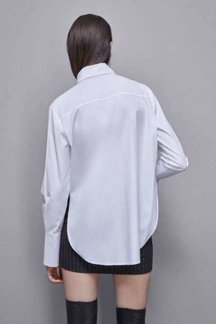 Essential cotton shirt with pocket, White, Patrizia Pepe