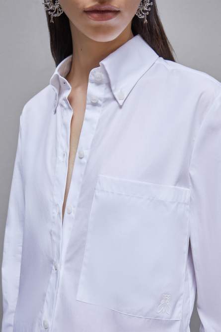 Essential cotton shirt with pocket, White, Patrizia Pepe