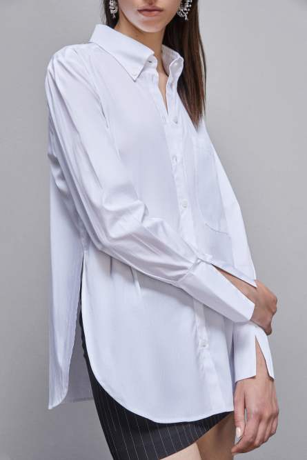Essential cotton shirt with pocket, White, Patrizia Pepe