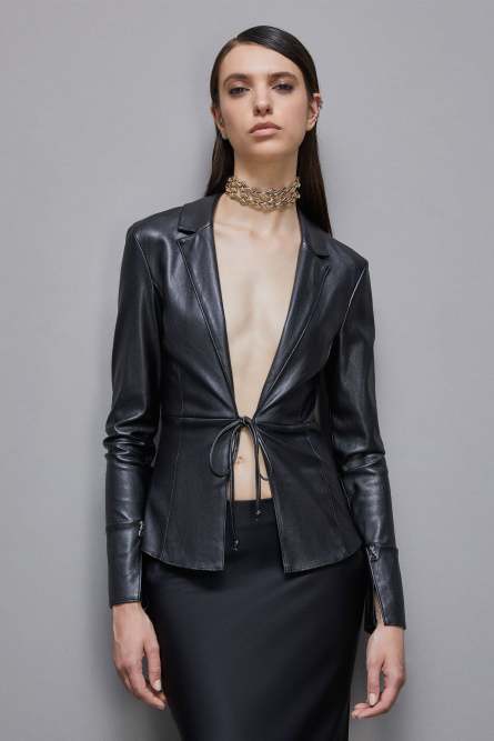 Leather-effect overshirt jacket, Black, Patrizia Pepe