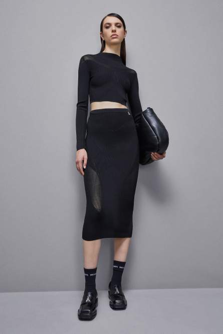 Viscose blend midi skirt, Black, Patrizia Pepe