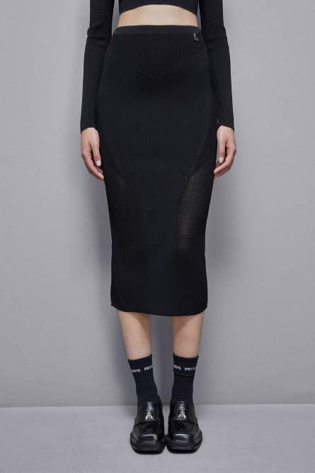 Viscose blend midi skirt, Black, Patrizia Pepe