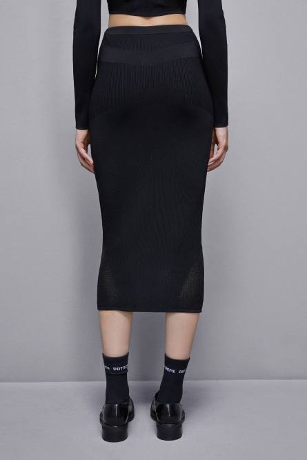 Viscose blend midi skirt, Black, Patrizia Pepe