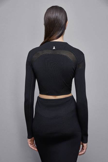 Long-sleeved viscose blend sweater, Black, Patrizia Pepe