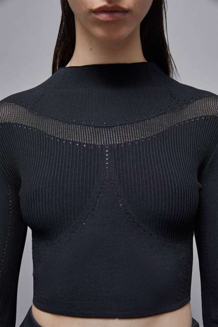 Long-sleeved viscose blend sweater, Black, Patrizia Pepe