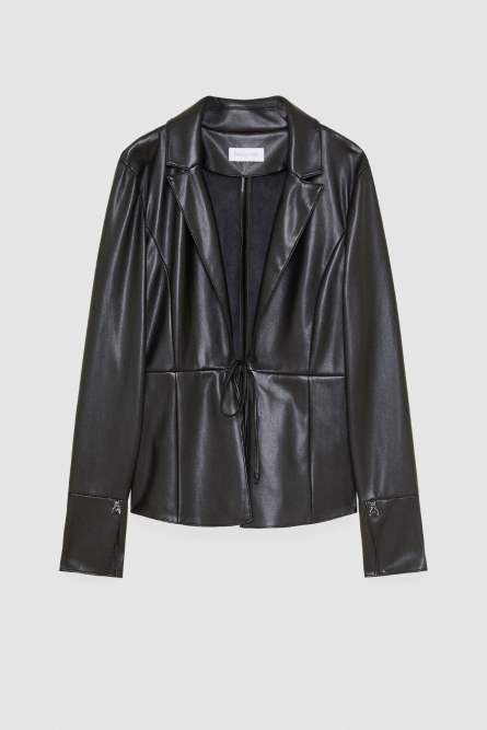 Leather-effect overshirt jacket, Black, Patrizia Pepe