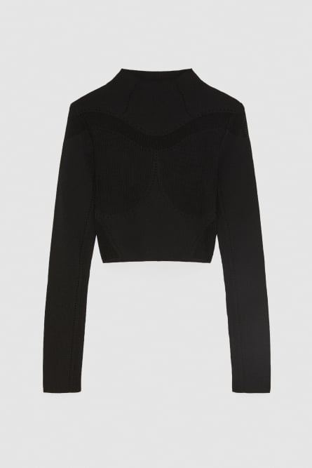 Long-sleeved viscose blend sweater, Black, Patrizia Pepe