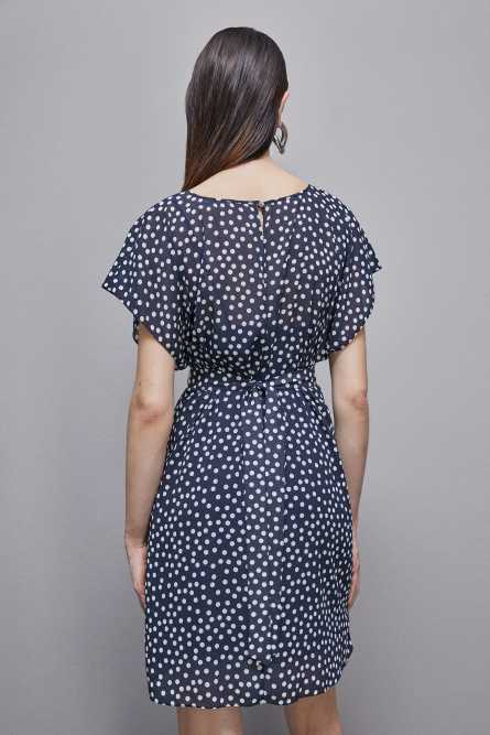 Patterned georgette mini dress, Blue, Patrizia Pepe