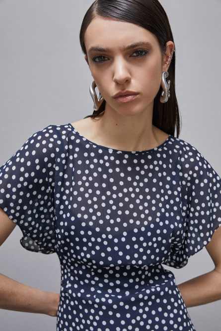 Patterned georgette mini dress, Blue, Patrizia Pepe