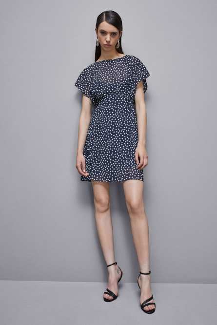 Patterned georgette mini dress, Blue, Patrizia Pepe