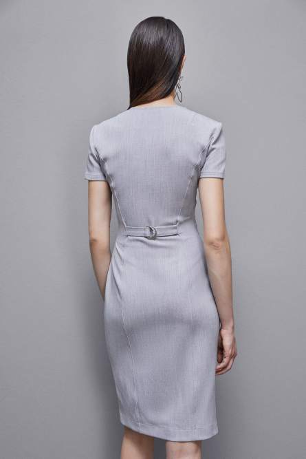 Sleeveless midi dress in poly viscose, Grey, Patrizia Pepe