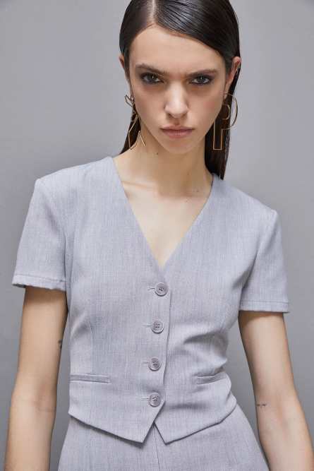 Sleeveless midi dress in poly viscose, Grey, Patrizia Pepe
