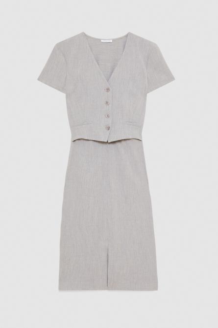 Sleeveless midi dress in poly viscose, Grey, Patrizia Pepe