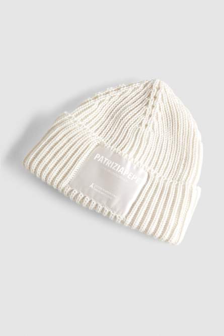 Bonnet en tissu côtelé, Blanc, Patrizia Pepe