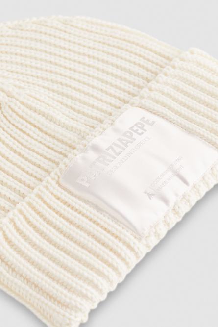 Bonnet en tissu côtelé, Blanc, Patrizia Pepe