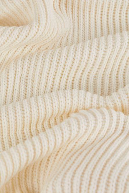 Ribbed scarf with fabric fringes, White, Patrizia Pepe