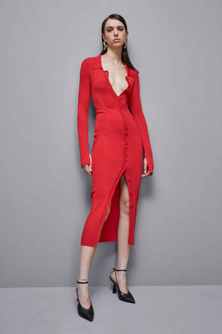 Robe chemise en polyviscose, Rouge, Patrizia Pepe