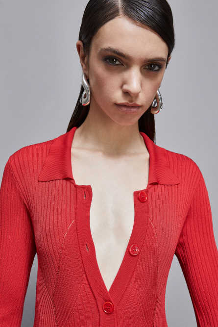 Robe chemise en polyviscose, Rouge, Patrizia Pepe