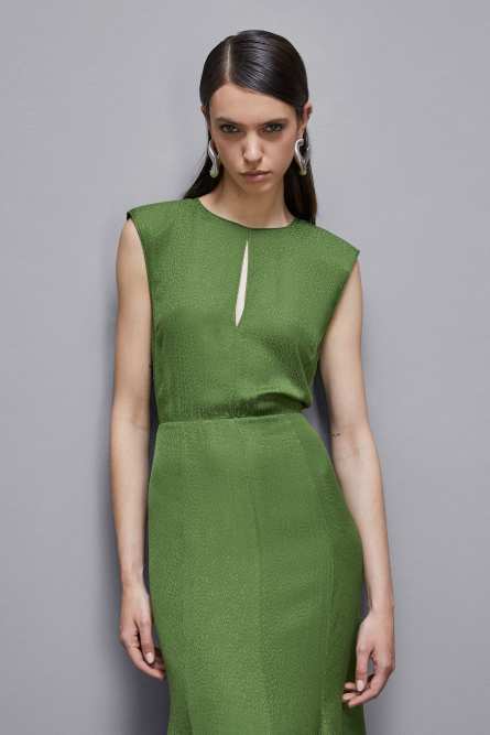 Jacquard viscose midi dress, Green, Patrizia Pepe