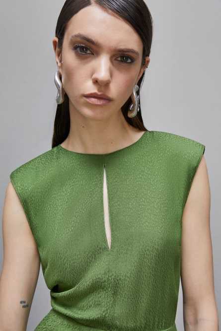 Jacquard viscose midi dress, Green, Patrizia Pepe