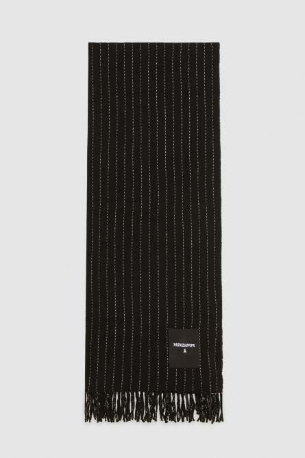 Wool-blend pinstripe scarf, Black, Patrizia Pepe