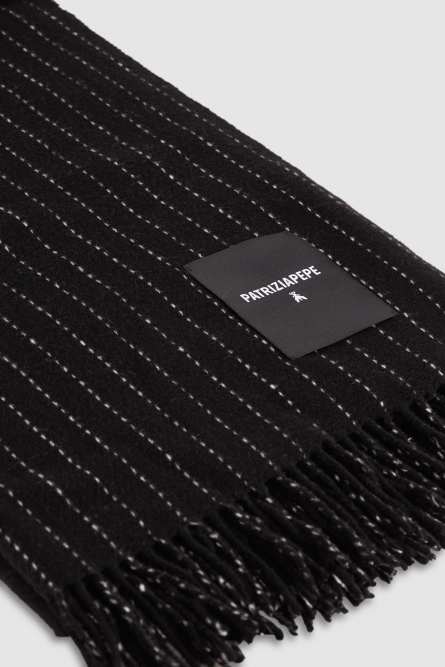 Wool-blend pinstripe scarf, Black, Patrizia Pepe