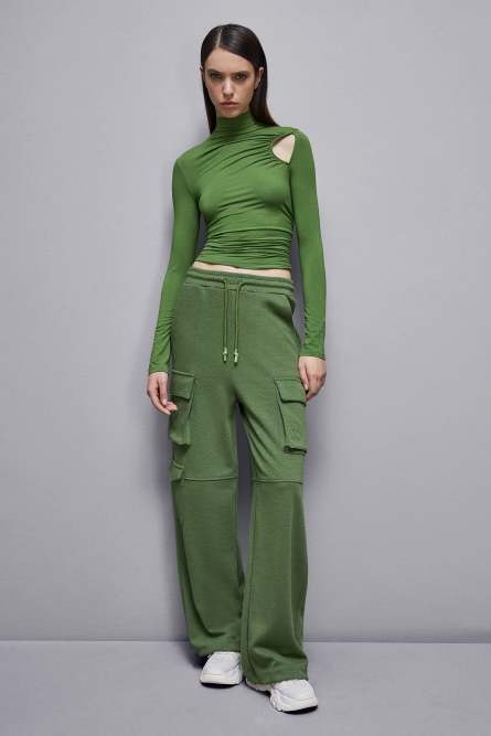 Essential jersey turtleneck T-shirt, Green, Patrizia Pepe