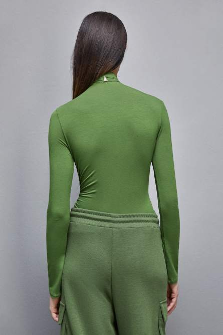 Essential jersey turtleneck T-shirt, Green, Patrizia Pepe