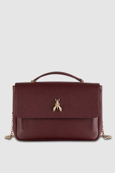 Fly leather shoulder bag with chain, Purple, Patrizia Pepe