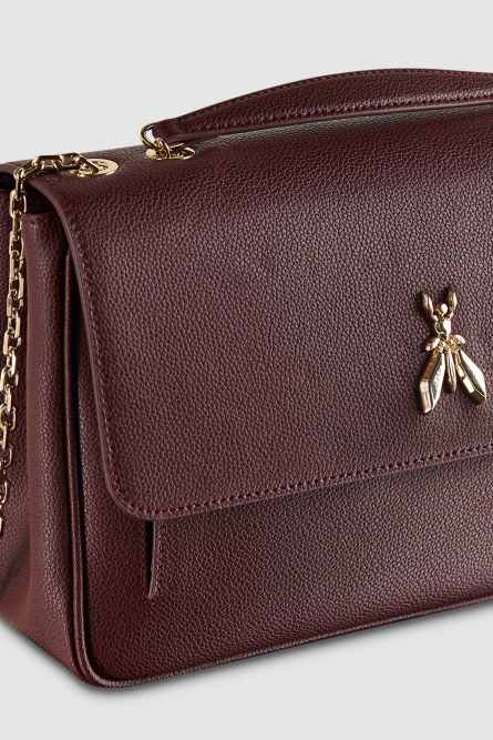 Fly leather shoulder bag with chain, Purple, Patrizia Pepe