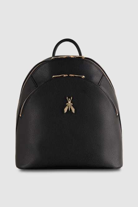 Fly leather backpack with double pocket, Black, Patrizia Pepe