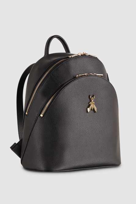 Fly leather backpack with double pocket, Black, Patrizia Pepe
