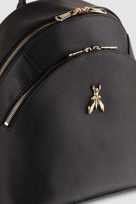 Fly leather backpack with double pocket, Black, Patrizia Pepe