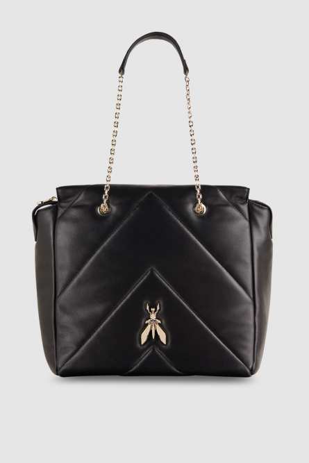 Sac seau en cuir avec zip, Noir, Patrizia Pepe