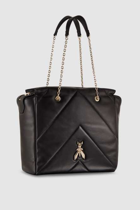 Sac seau en cuir avec zip, Noir, Patrizia Pepe
