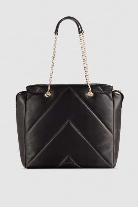 Sac seau en cuir avec zip, Noir, Patrizia Pepe