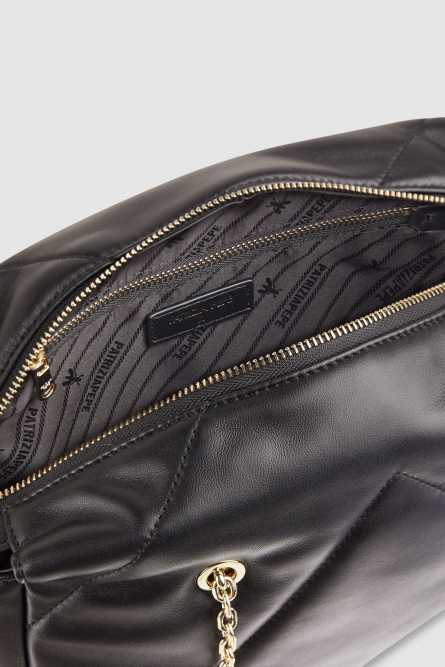 Sac seau en cuir avec zip, Noir, Patrizia Pepe