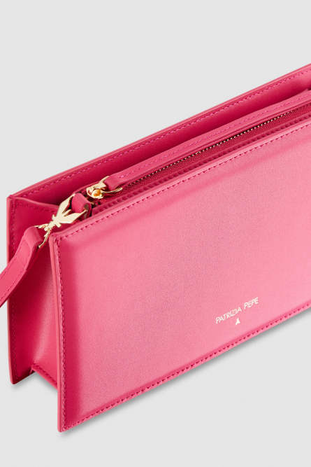 Leather shoulder pocket bag, Pink, Patrizia Pepe