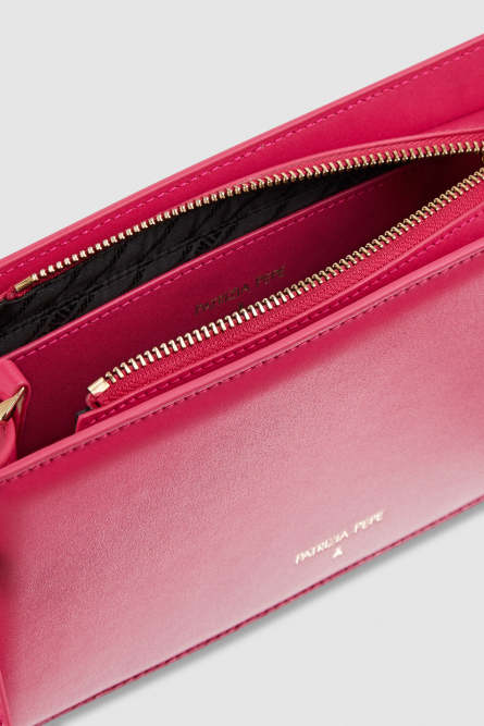 Leather shoulder pocket bag, Pink, Patrizia Pepe