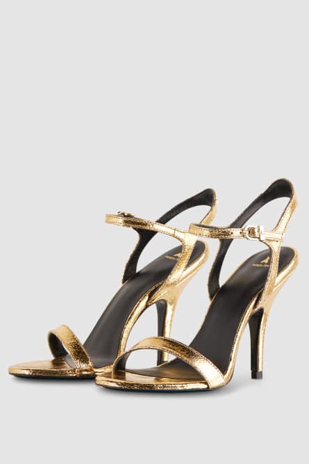 Heeled leather sandals, Gold, Patrizia Pepe