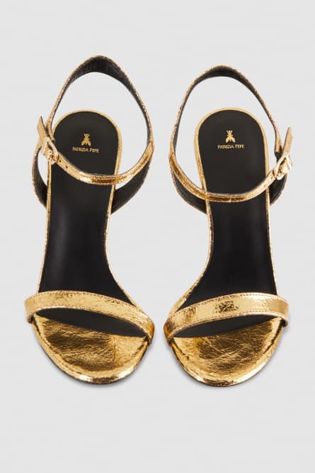 Heeled leather sandals, Gold, Patrizia Pepe