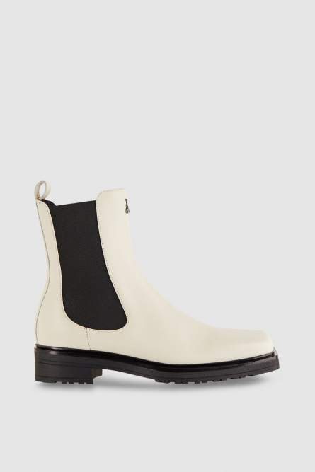 Leather square toe Beatles boots, White, Patrizia Pepe