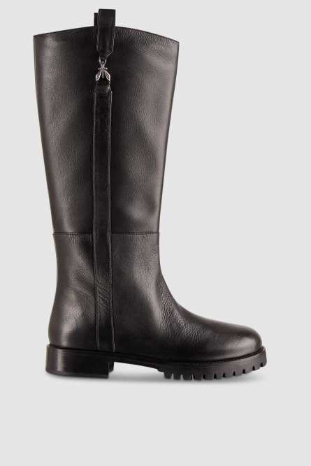 High nappa leather boots with zipper, Black, Patrizia Pepe