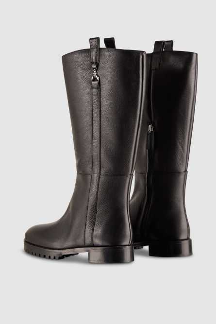 High nappa leather boots with zipper, Black, Patrizia Pepe