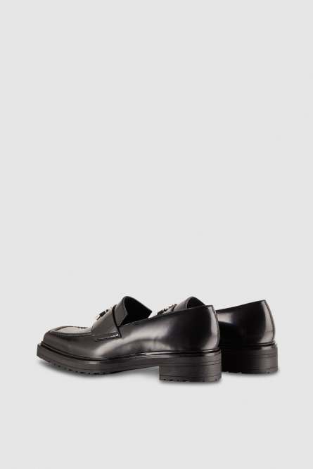 Leather square toe moccasins, Black, Patrizia Pepe