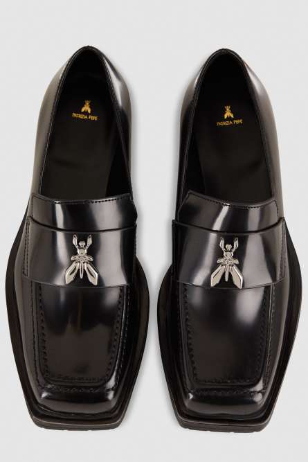 Leather square toe moccasins, Black, Patrizia Pepe